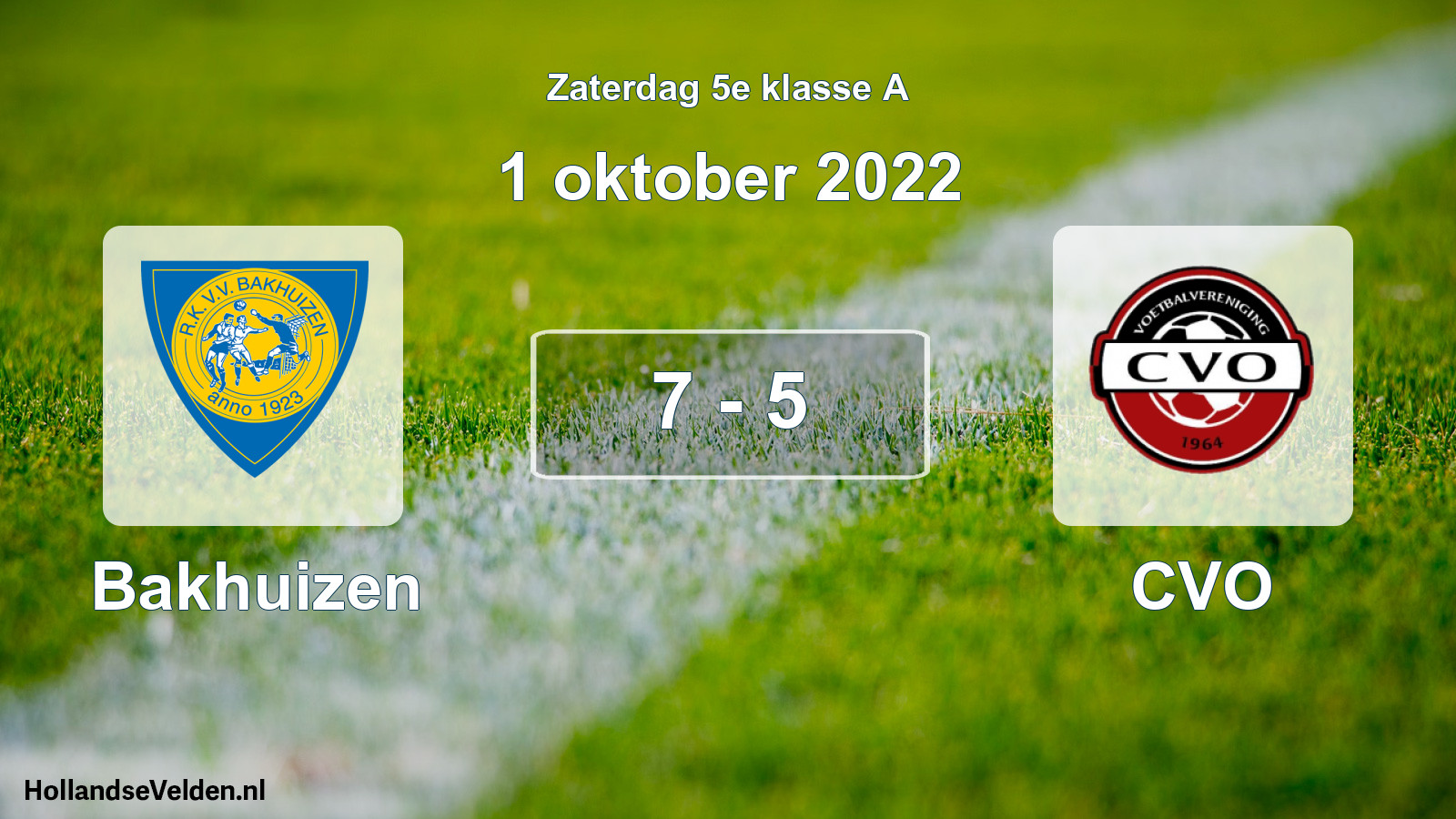 Total number of matches played: Bakhuizen - CVO 7 - 5 (1 October 2022)