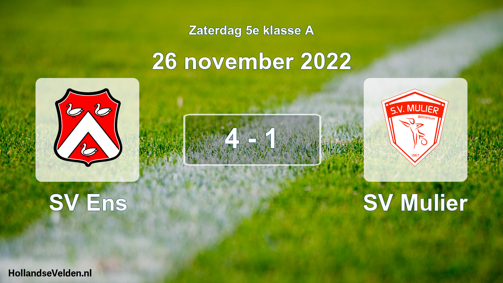 Total number of matches played: SV Ens - SV Mulier 4 - 1 (26 November 2022)