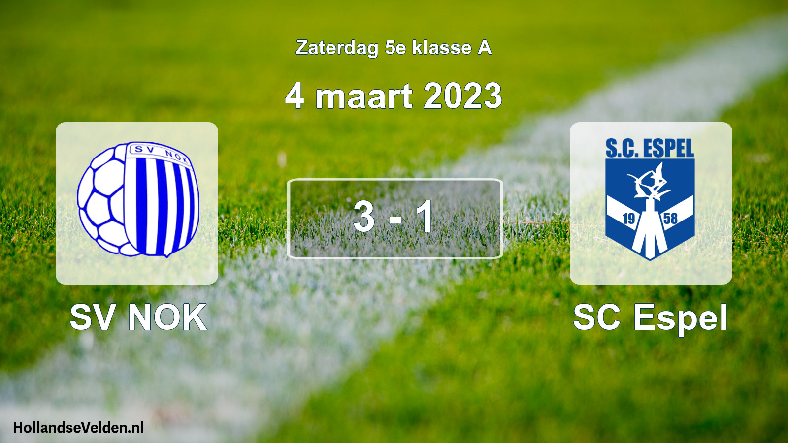 Total number of matches played: SV NOK - SC Espel 3 - 1 (4 March 2023)