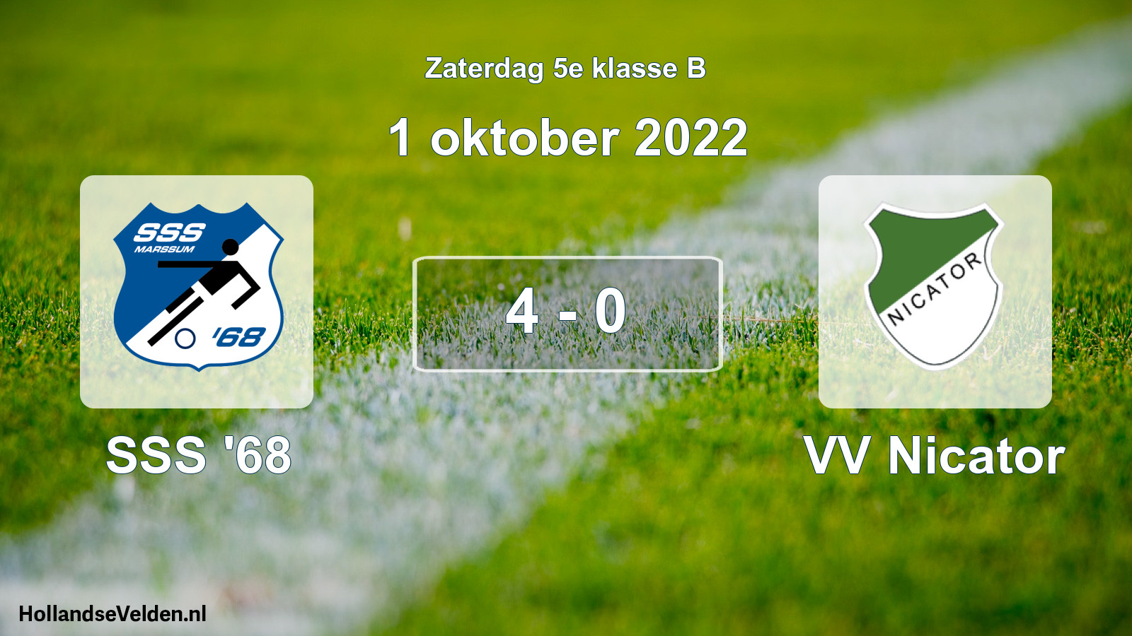 Total number of matches played: SSS '68 - VV Nicator 4 - 0 (1 October 2022)