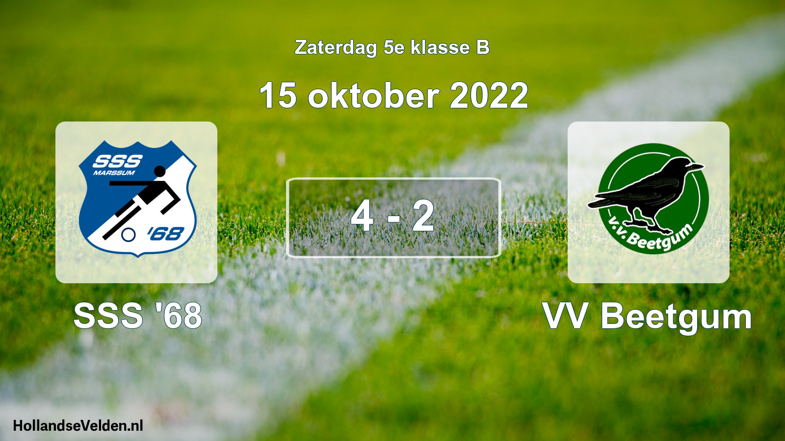 Total number of matches played: SSS '68 - VV Beetgum 4 - 2 (15 October 2022)
