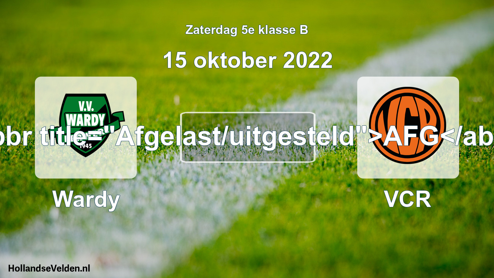 Scheduled Match: Wardy - VCR (15 October 2022)