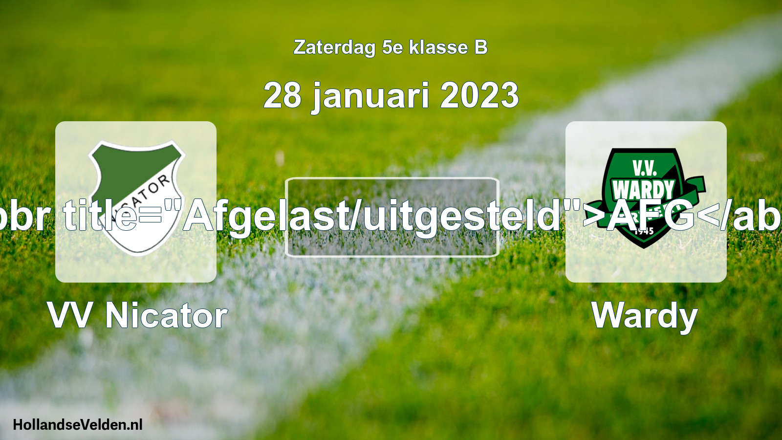 Scheduled Match: VV Nicator - Wardy (28 January 2023)
