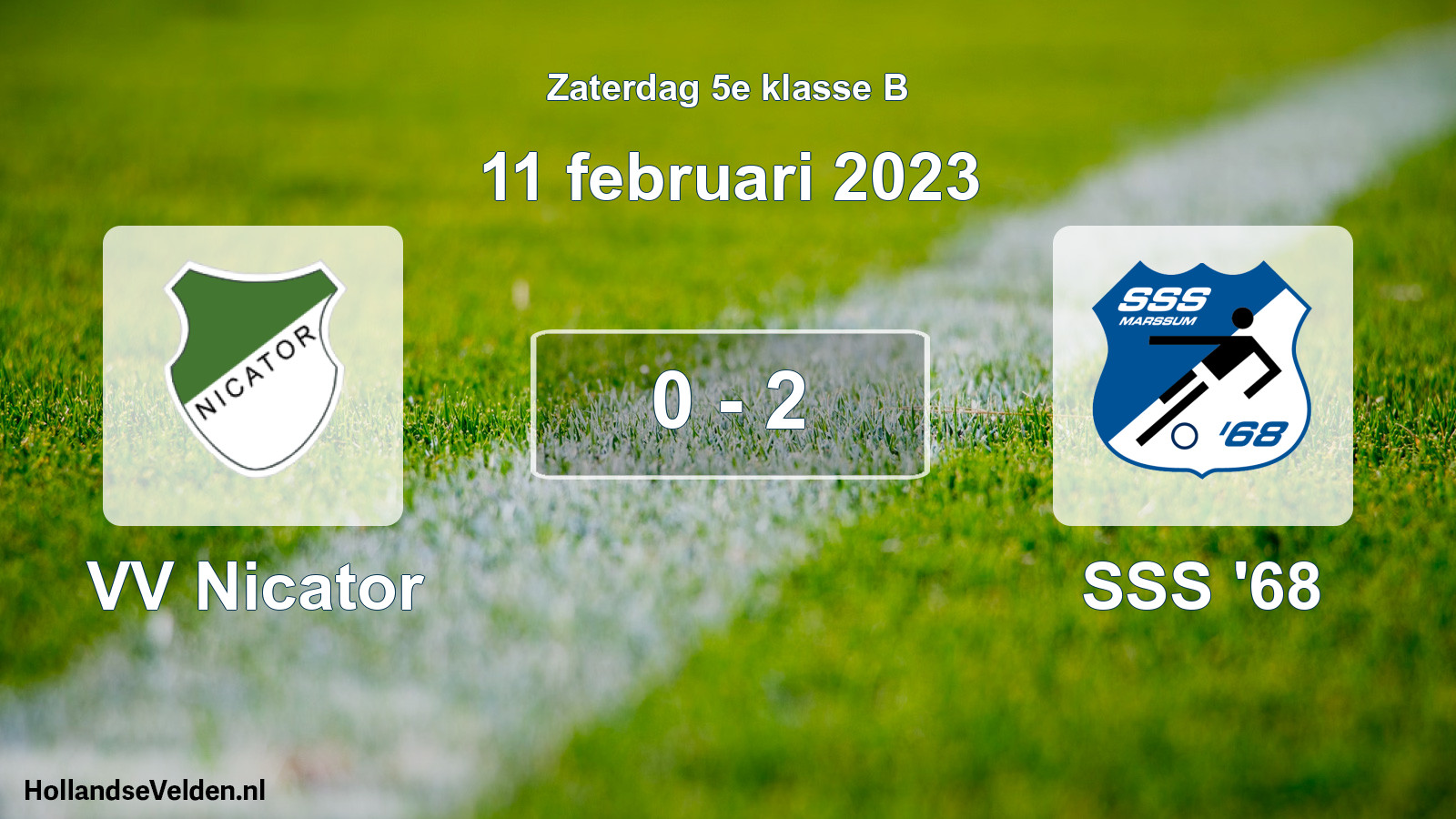 Total number of matches played: VV Nicator - SSS '68 0 - 2 (11 February 2023)