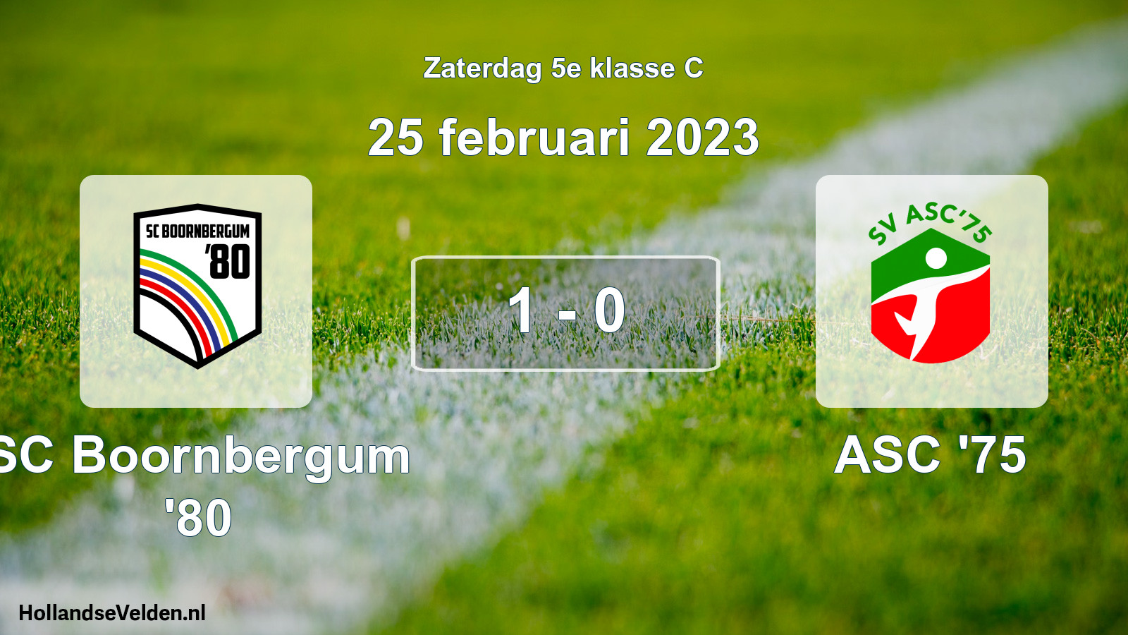 Total number of matches played: SC Boornbergum '80 - ASC '75 1 - 0 (25 February 2023)