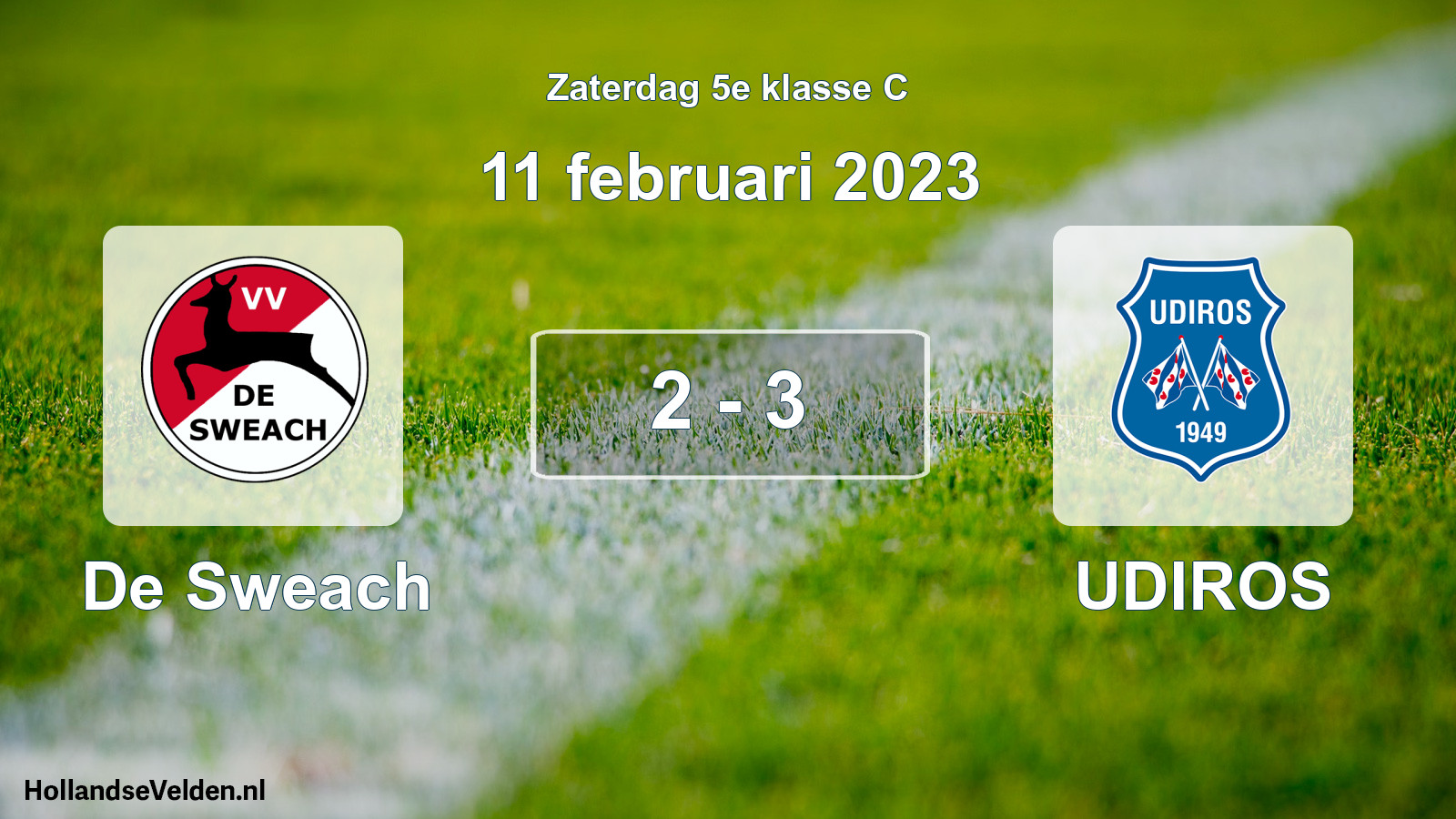 Total number of matches played: De Sweach - UDIROS 2 - 3 (11 February 2023)