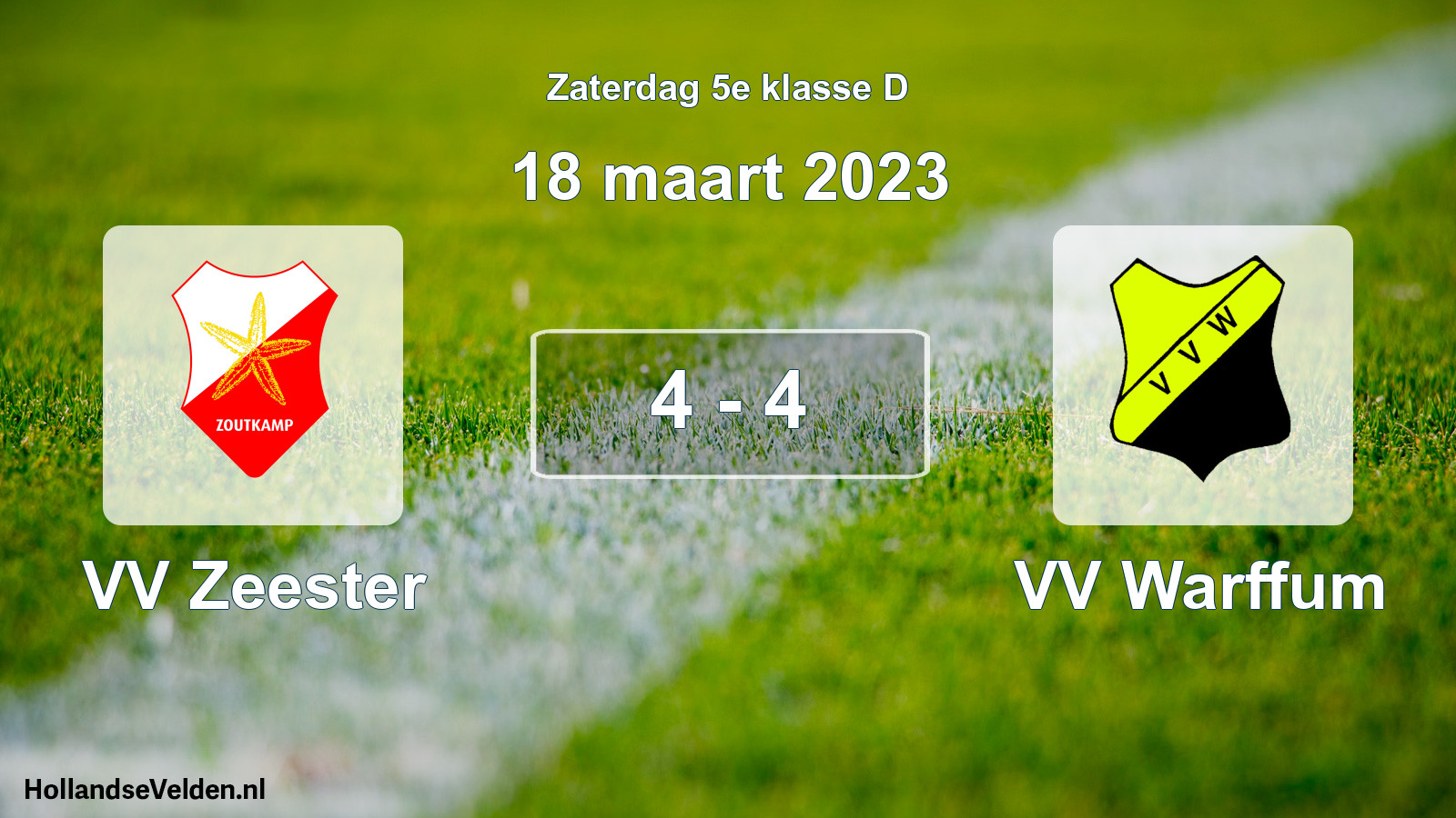 Total number of matches played: VV Zeester - VV Warffum 4 - 4 (18 March 2023)