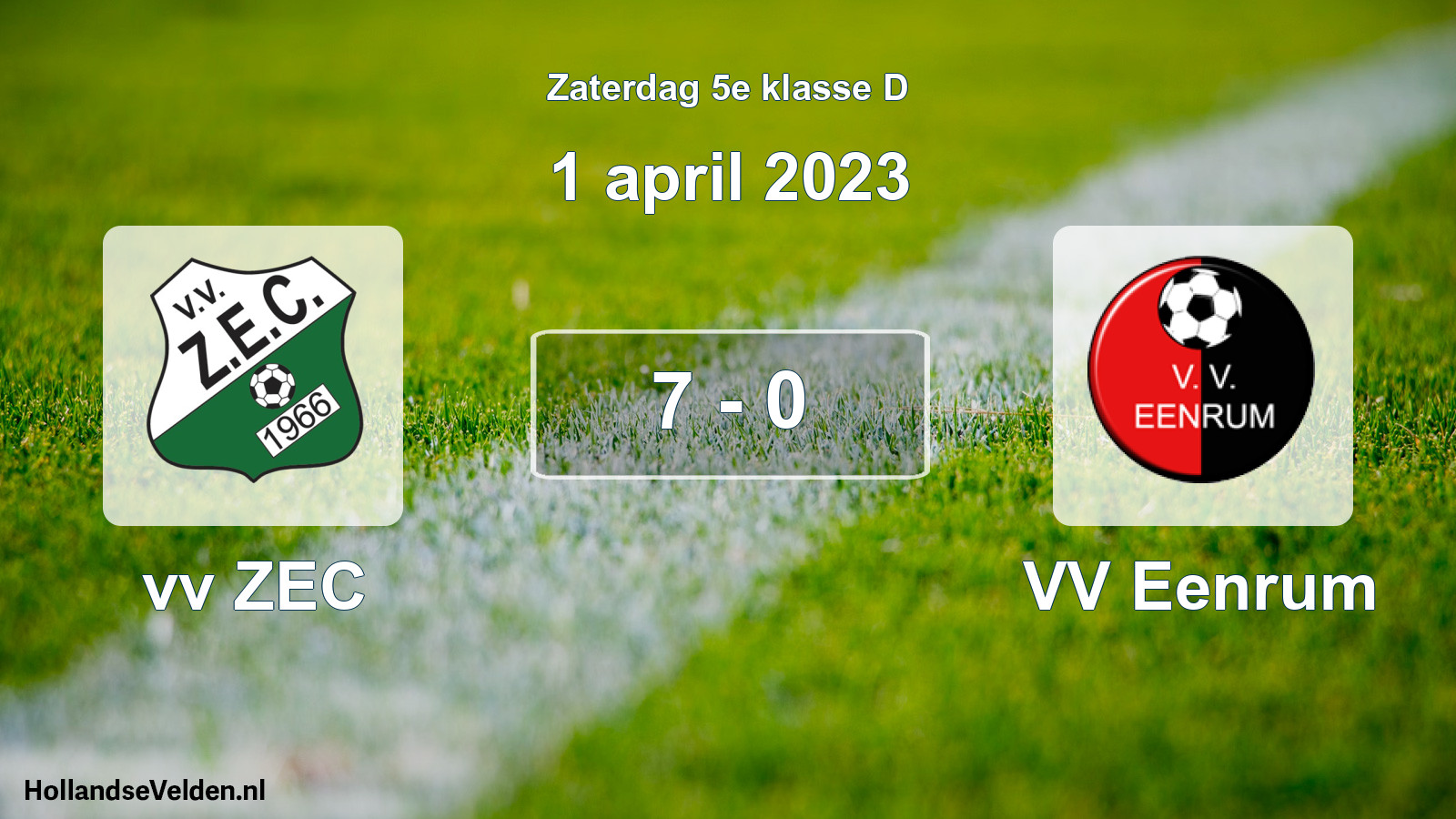 Total number of matches played: vv ZEC - VV Eenrum 7 - 0 (1 April 2023)
