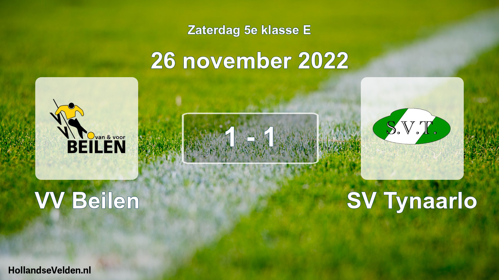 Total number of matches played: VV Beilen - SV Tynaarlo 1 - 1 (26 November 2022)