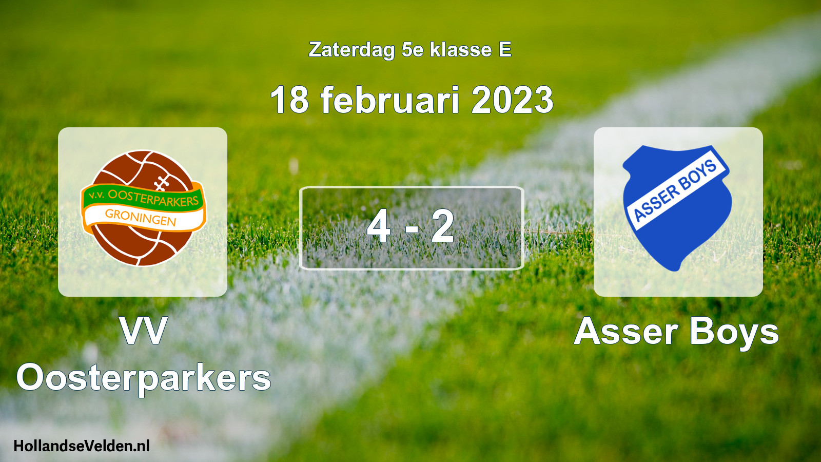 Total number of matches played: VV Oosterparkers - Asser Boys 4 - 2 (18 February 2023)