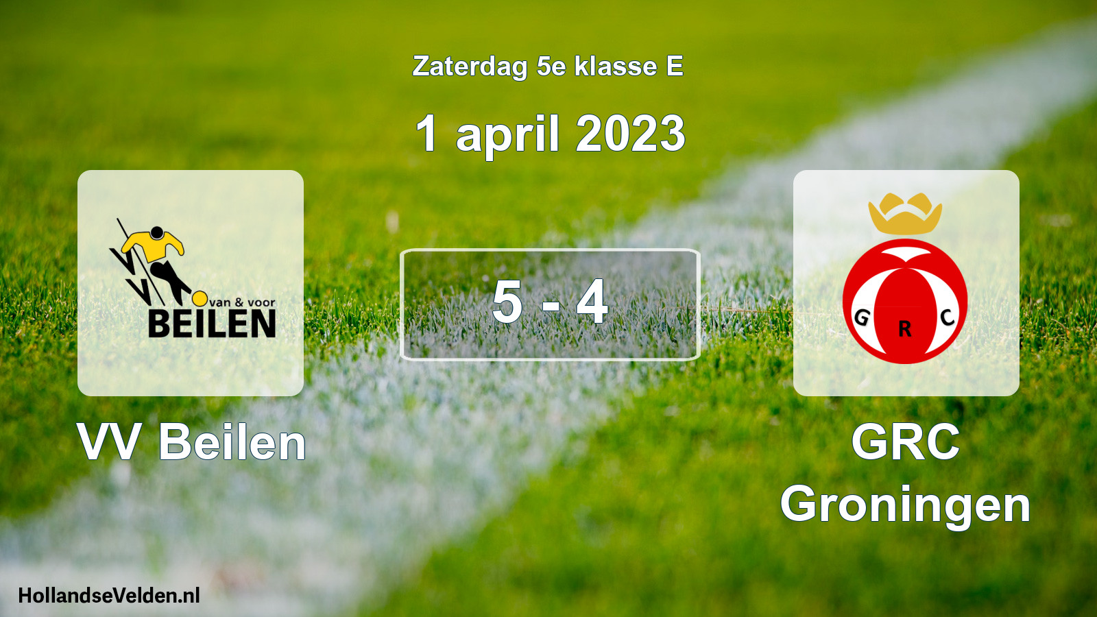 Total number of matches played: VV Beilen - GRC Groningen 5 - 4 (1 April 2023)