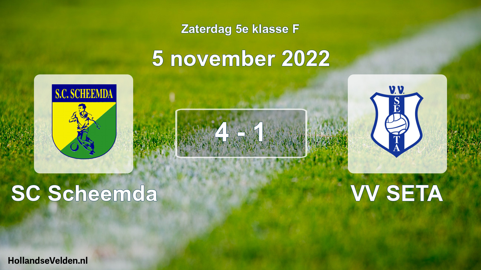 Total number of matches played: SC Scheemda - VV SETA 4 - 1 (5 November 2022)