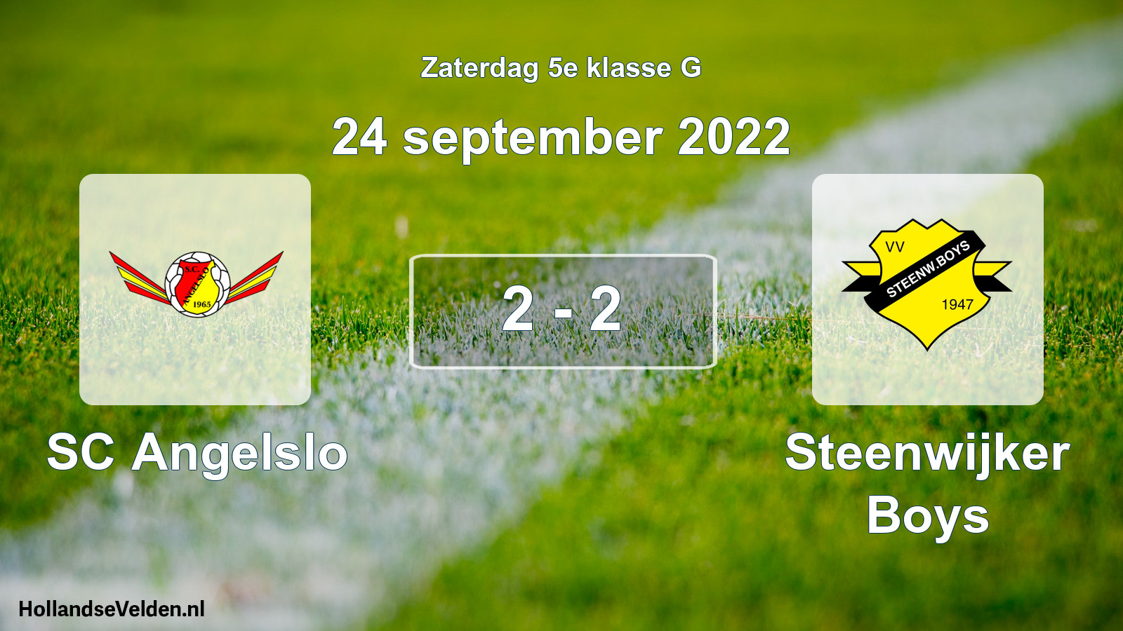 Total number of matches played: SC Angelslo - Steenwijker Boys 2 - 2 (24 September 2022)