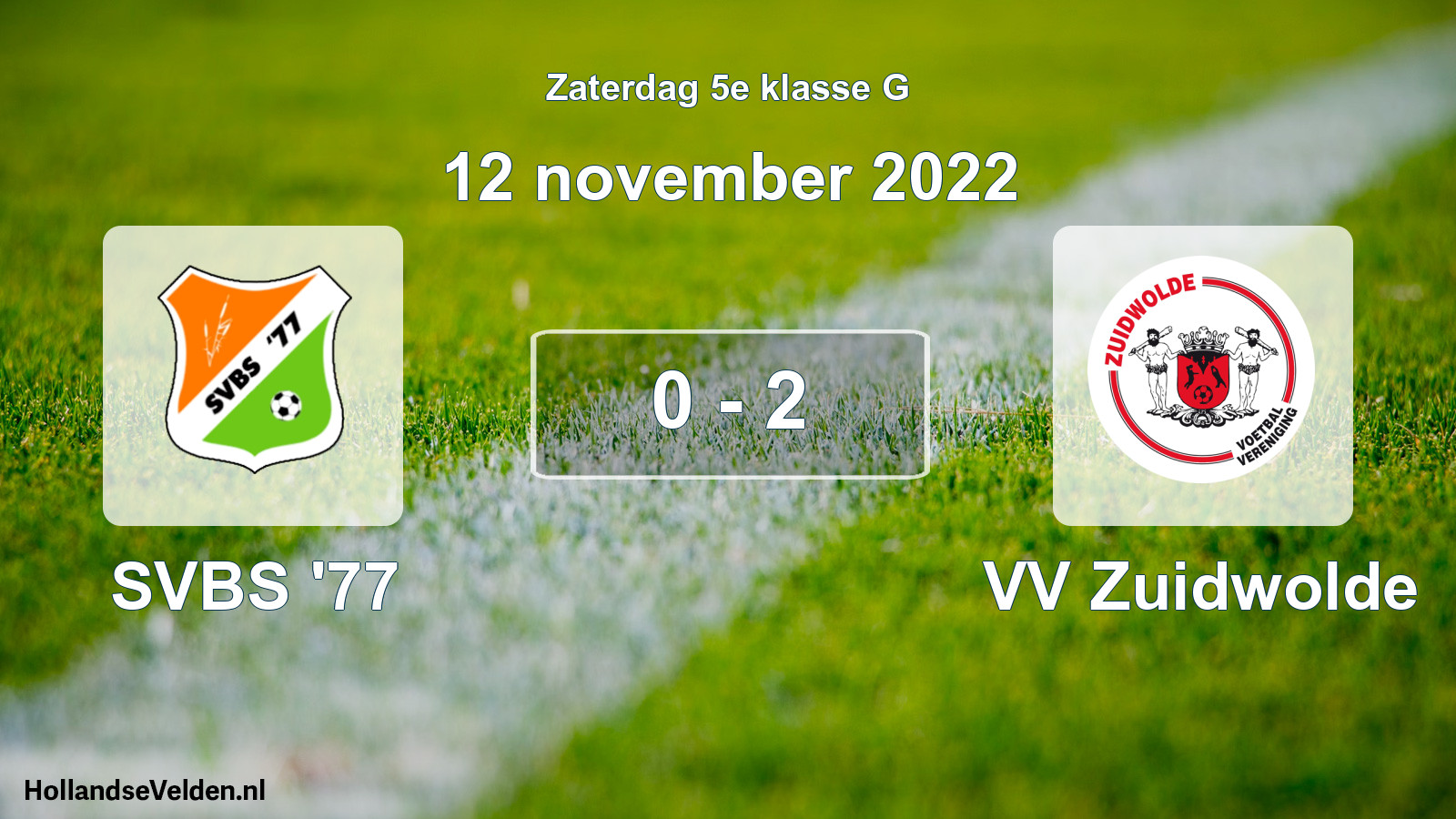 Total number of matches played: SVBS '77 - VV Zuidwolde 0 - 2 (12 November 2022)