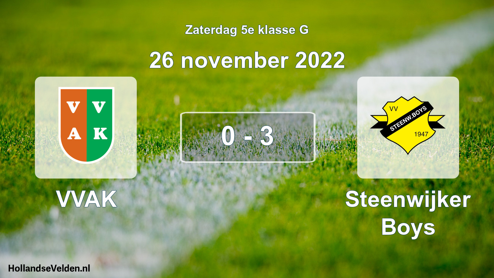 Total number of matches played: VVAK - Steenwijker Boys 0 - 3 (26 November 2022)