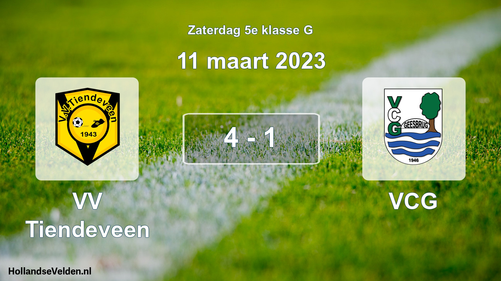 Total number of matches played: VV Tiendeveen - VCG 4 - 1 (11 March 2023)