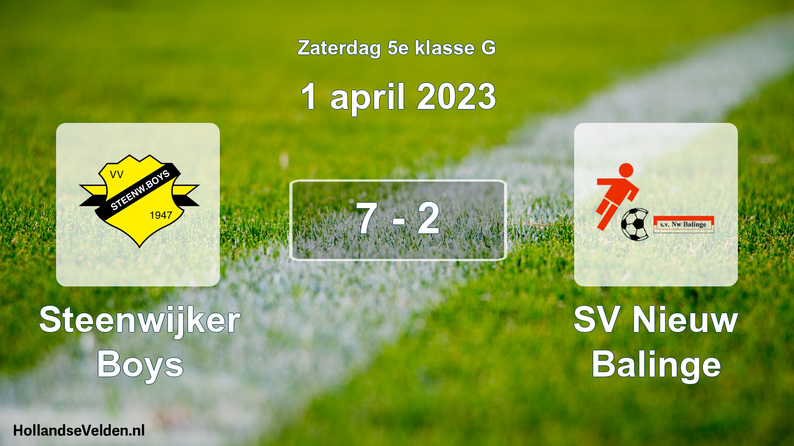 Total number of matches played: Steenwijker Boys - SV Nieuw Balinge 7 - 2 (1 April 2023)