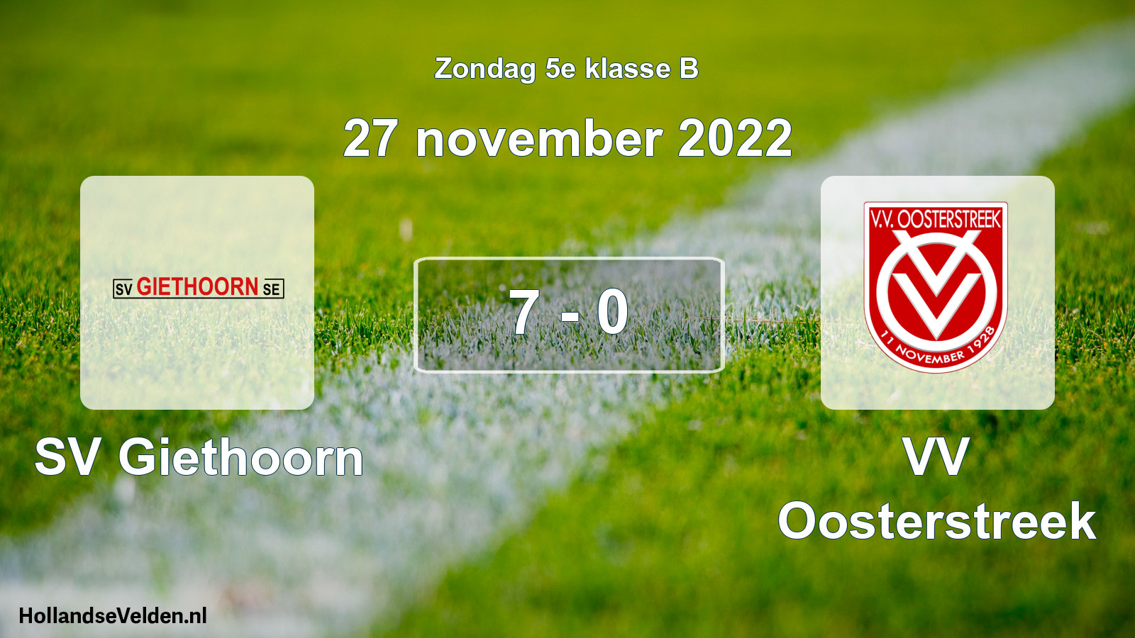 Total number of matches played: SV Giethoorn - VV Oosterstreek 7 - 0 (27 November 2022)