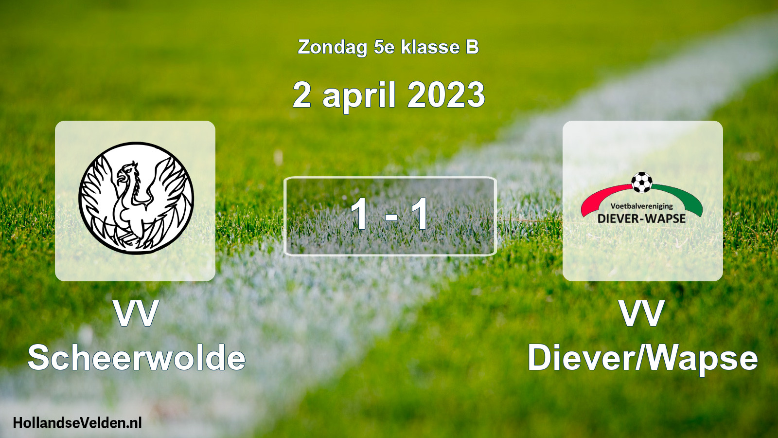 Total number of matches played: VV Scheerwolde - VV Diever/Wapse 1 - 1 (2 April 2023)