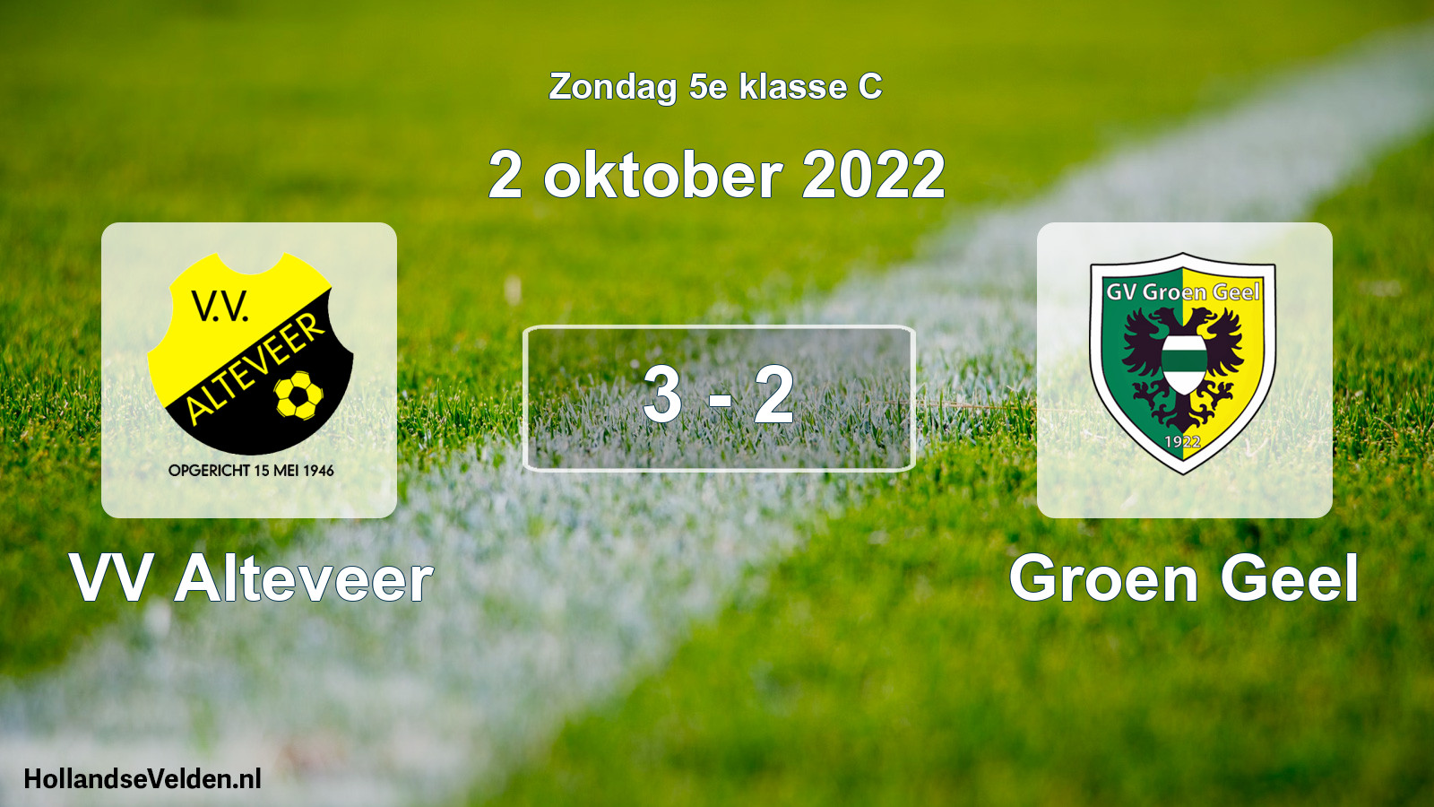 Total number of matches played: VV Alteveer - Groen Geel 3 - 2 (2 October 2022)