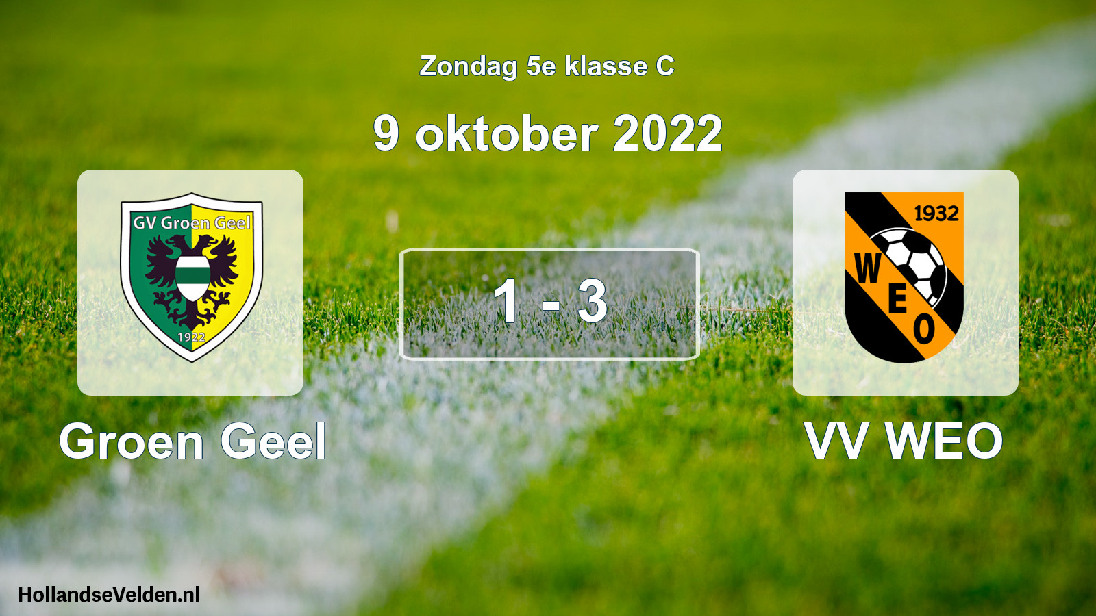Total number of matches played: Groen Geel - VV WEO 1 - 3 (9 October 2022)