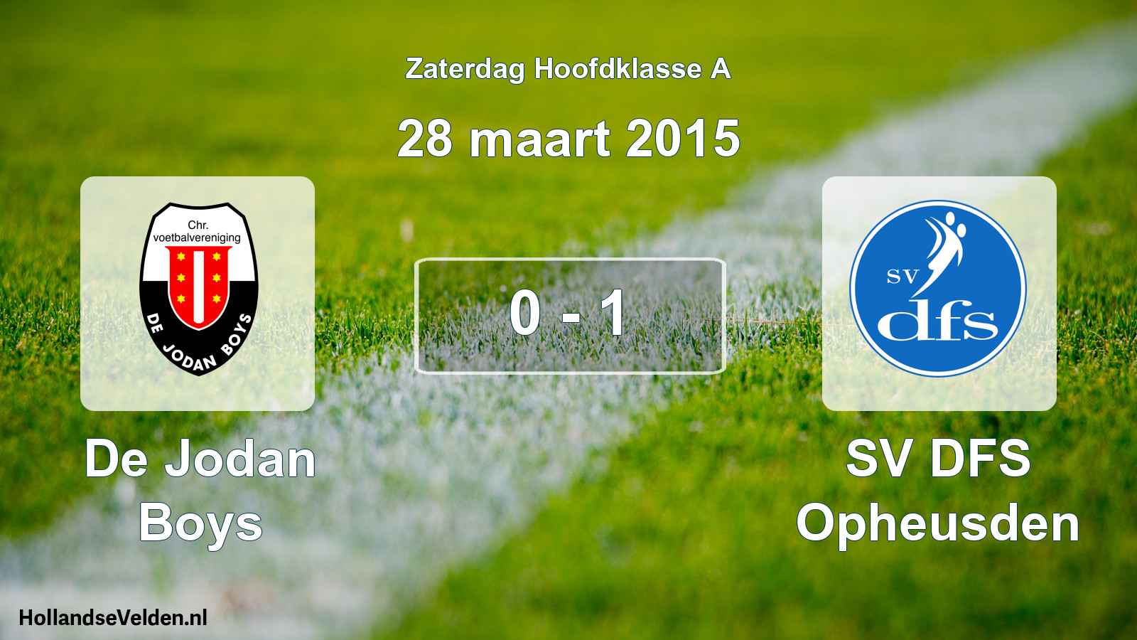 Total number of matches played: De Jodan Boys - SV DFS Opheusden 0 - 1 (28 March 2015)