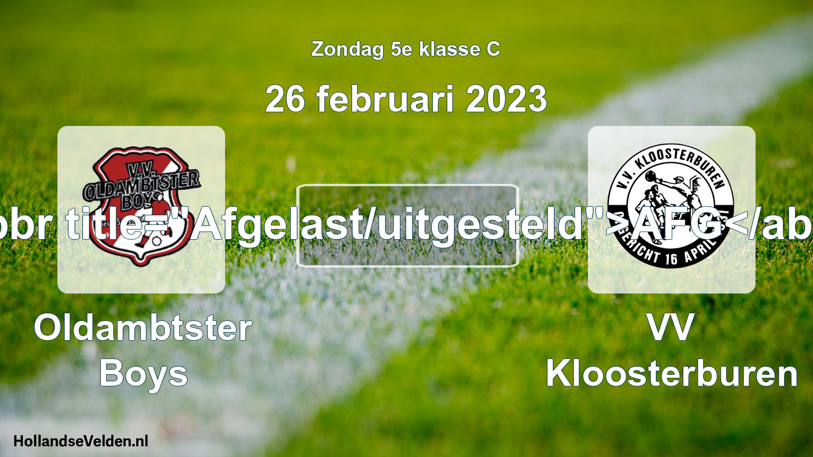 Scheduled Match: Oldambtster Boys - VV Kloosterburen (26 February 2023)