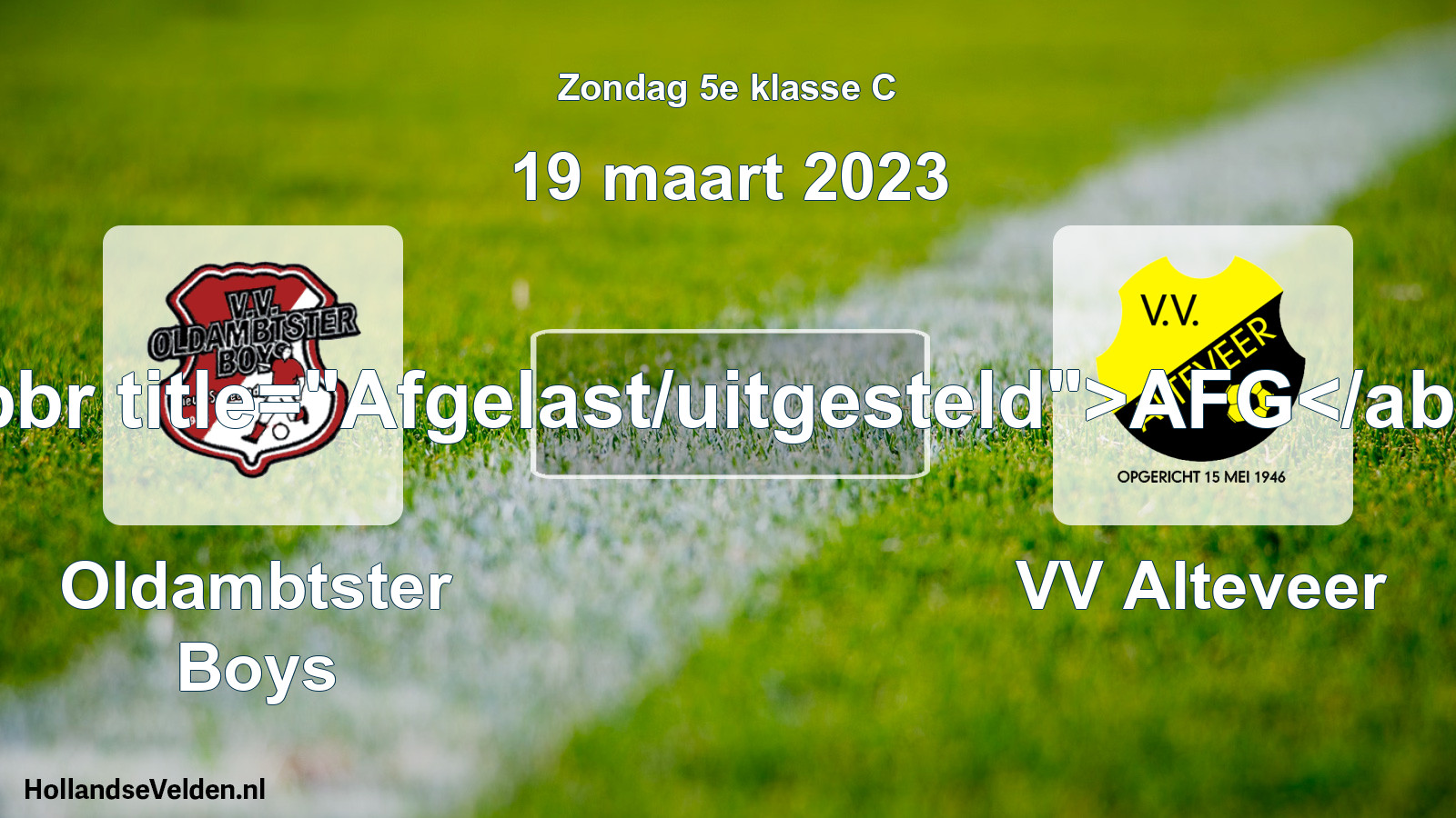 Scheduled Match: Oldambtster Boys - VV Alteveer (19 March 2023)