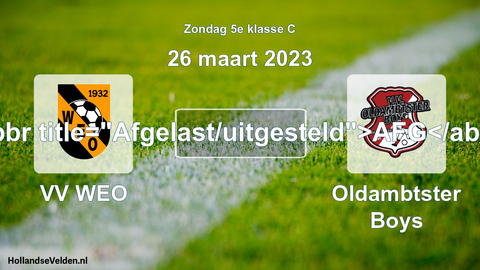 Scheduled Match: VV WEO - Oldambtster Boys (26 March 2023)