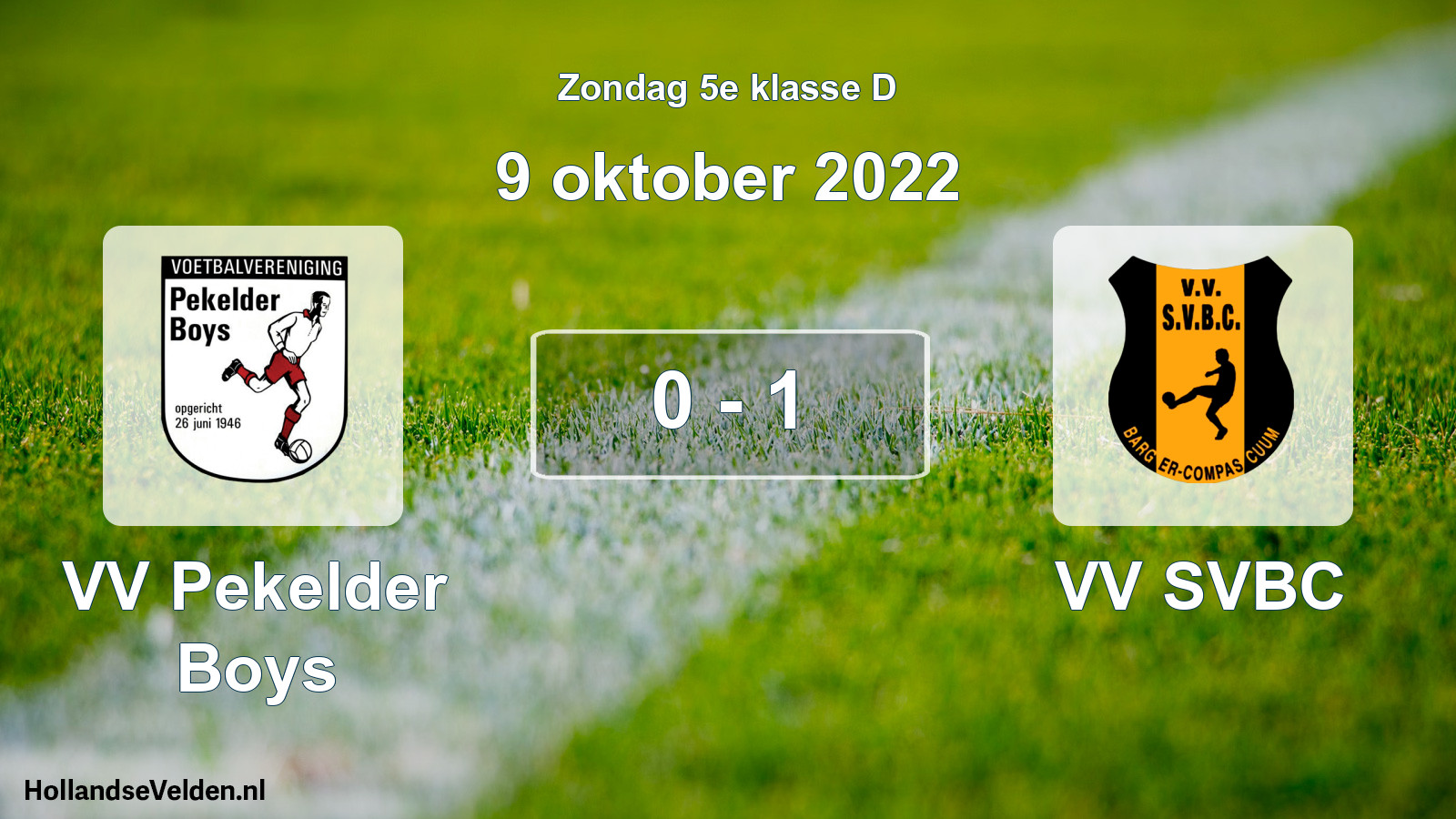 Total number of matches played: VV Pekelder Boys - VV SVBC 0 - 1 (9 October 2022)