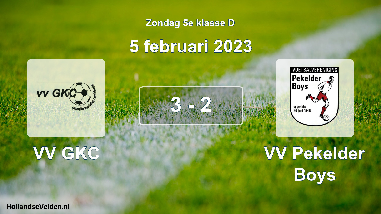 Total number of matches played: VV GKC - VV Pekelder Boys 3 - 2 (5 February 2023)