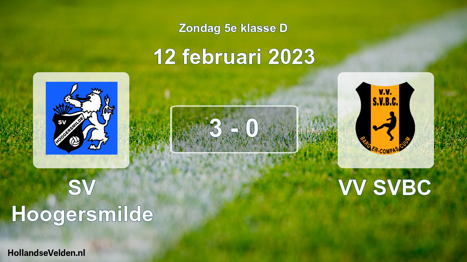 Total number of matches played: SV Hoogersmilde - VV SVBC 3 - 0 (12 February 2023)