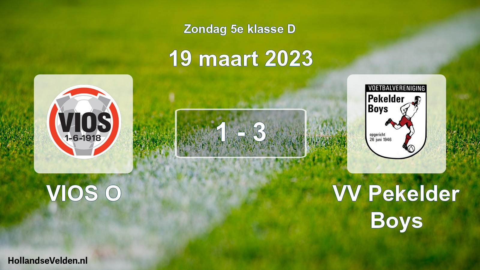 Total number of matches played: VIOS O - VV Pekelder Boys 1 - 3 (19 March 2023)