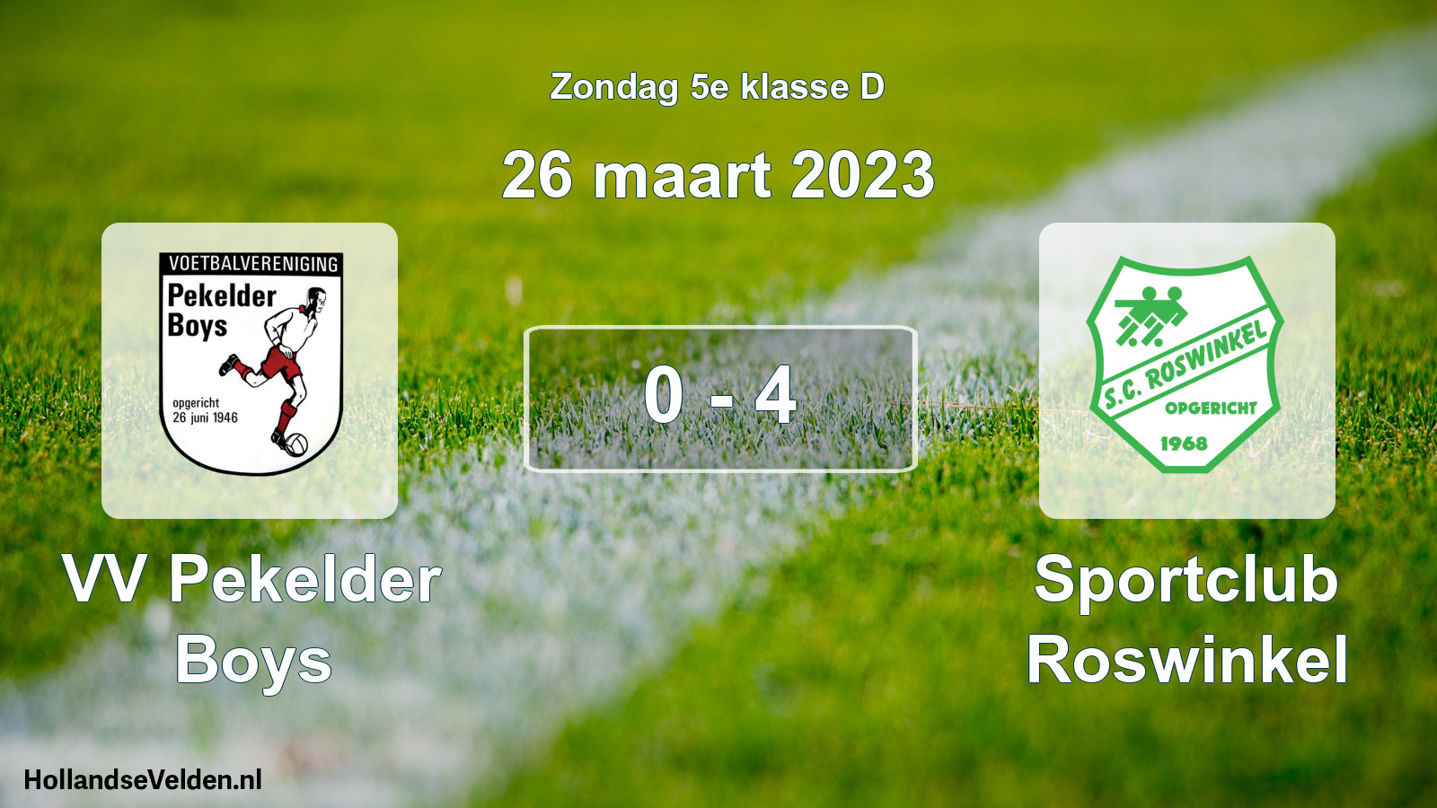 Total number of matches played: VV Pekelder Boys - Sportclub Roswinkel 0 - 4 (26 March 2023)
