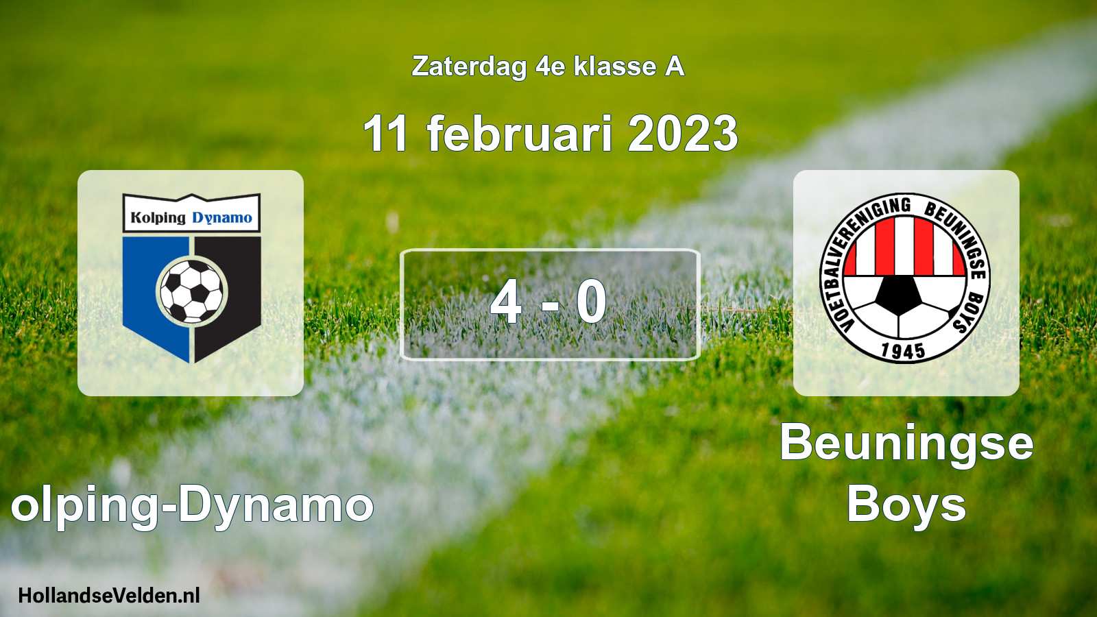 Total number of matches played: Kolping-Dynamo - Beuningse Boys 4 - 0 (11 February 2023)