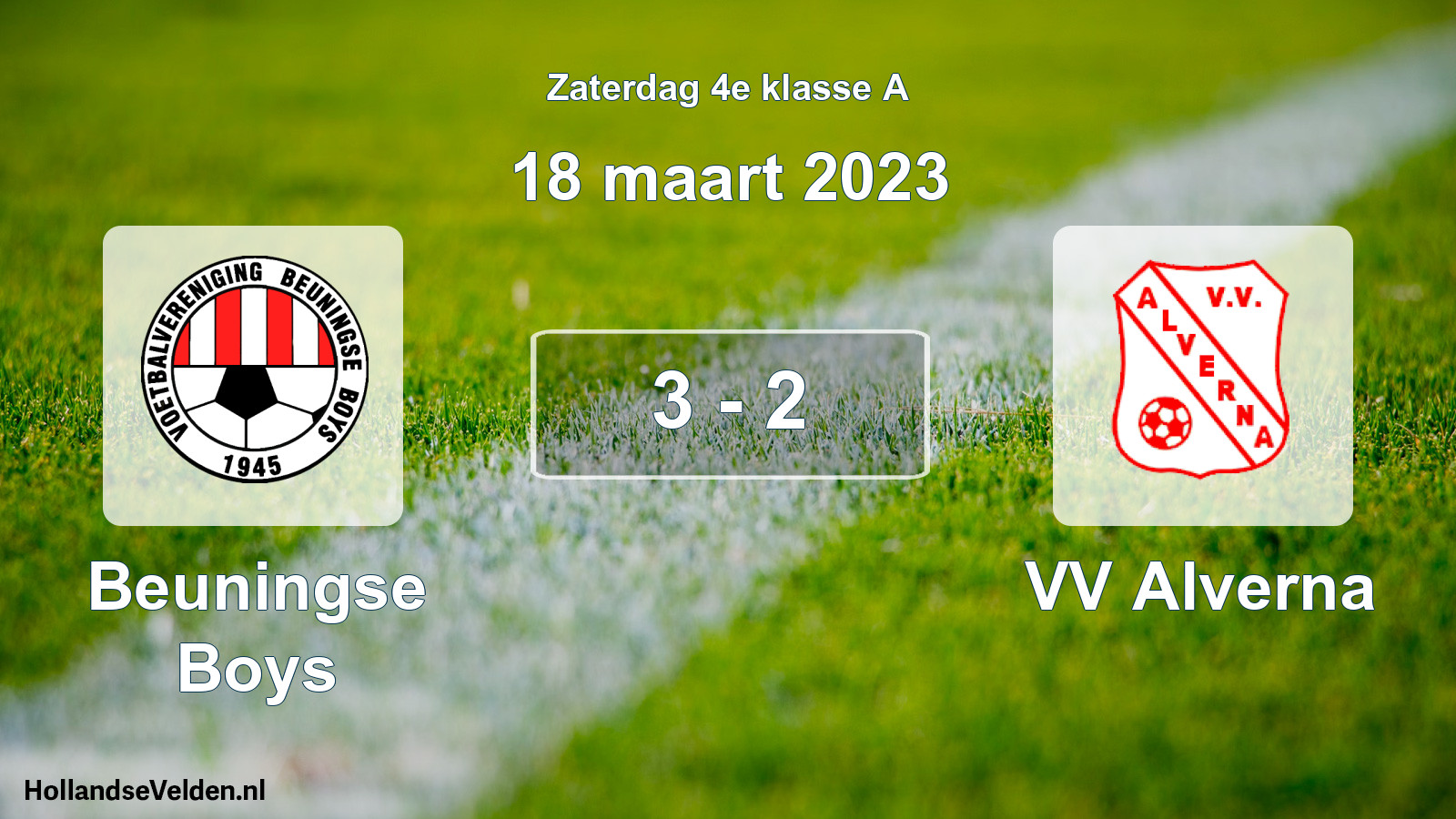 Total number of matches played: Beuningse Boys - VV Alverna 3 - 2 (18 March 2023)