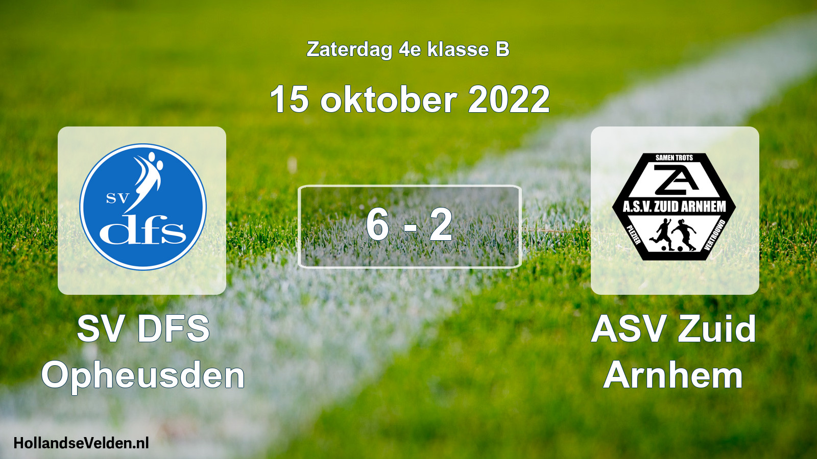 Total number of matches played: SV DFS Opheusden - ASV Zuid Arnhem 6 - 2 (15 October 2022)