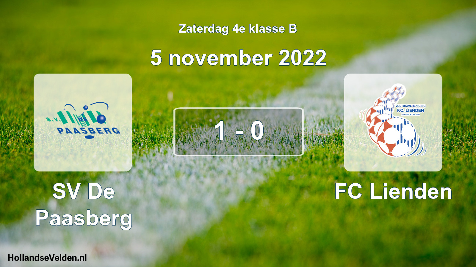 Total number of matches played: SV De Paasberg - FC Lienden 1 - 0 (5 November 2022)