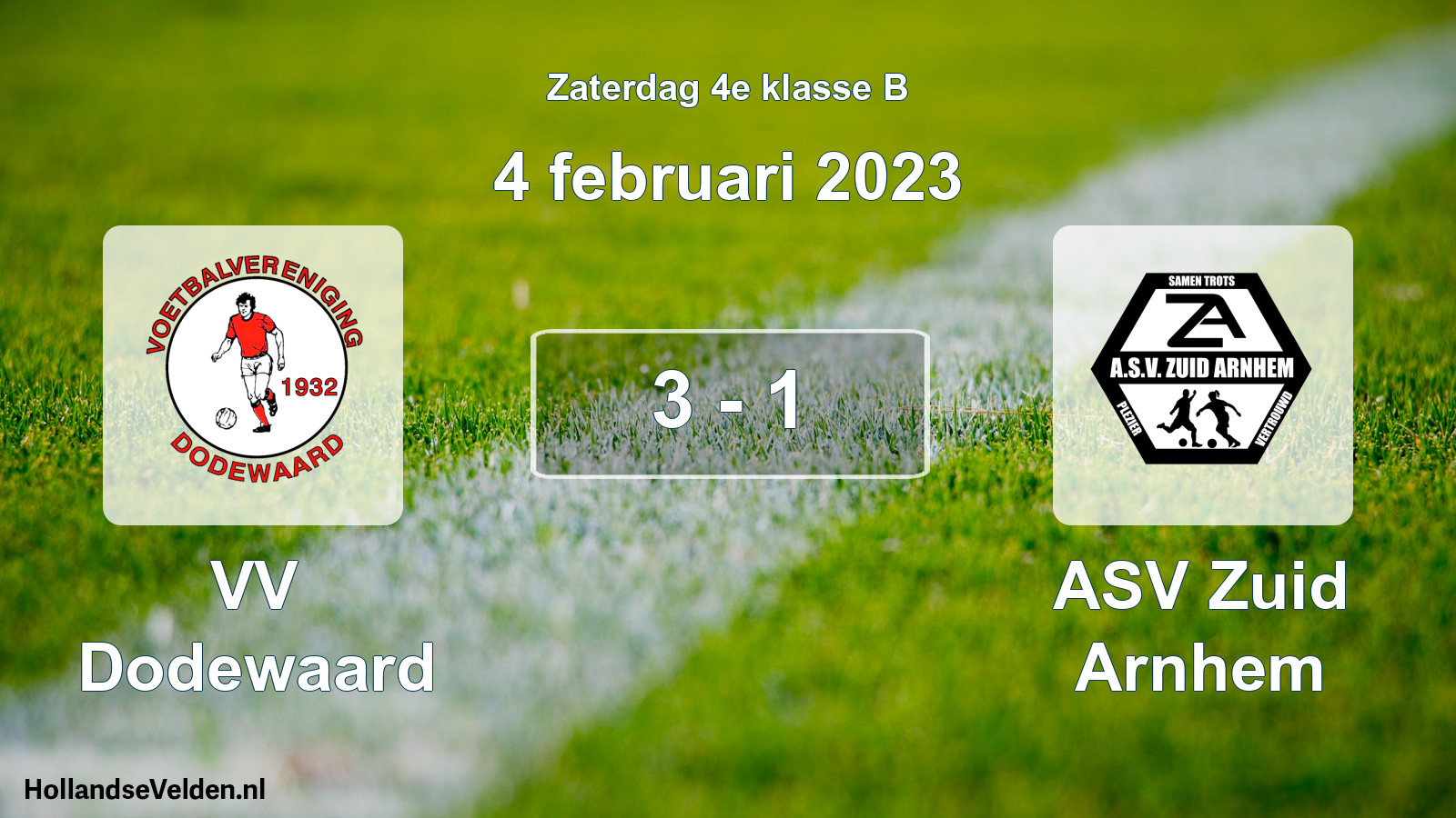 Total number of matches played: VV Dodewaard - ASV Zuid Arnhem 3 - 1 (4 February 2023)