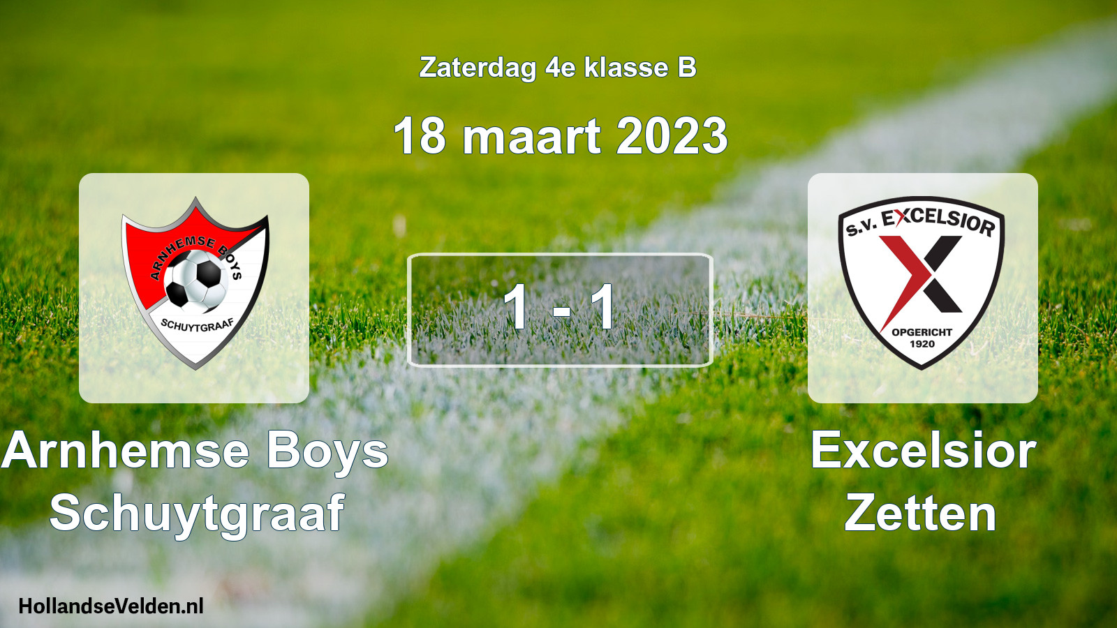 Total number of matches played: Arnhemse Boys Schuytgraaf - Excelsior Zetten 1 - 1 (18 March 2023)