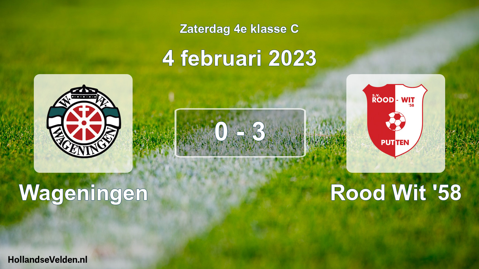 Total number of matches played: Wageningen - Rood Wit '58 0 - 3 (4 February 2023)