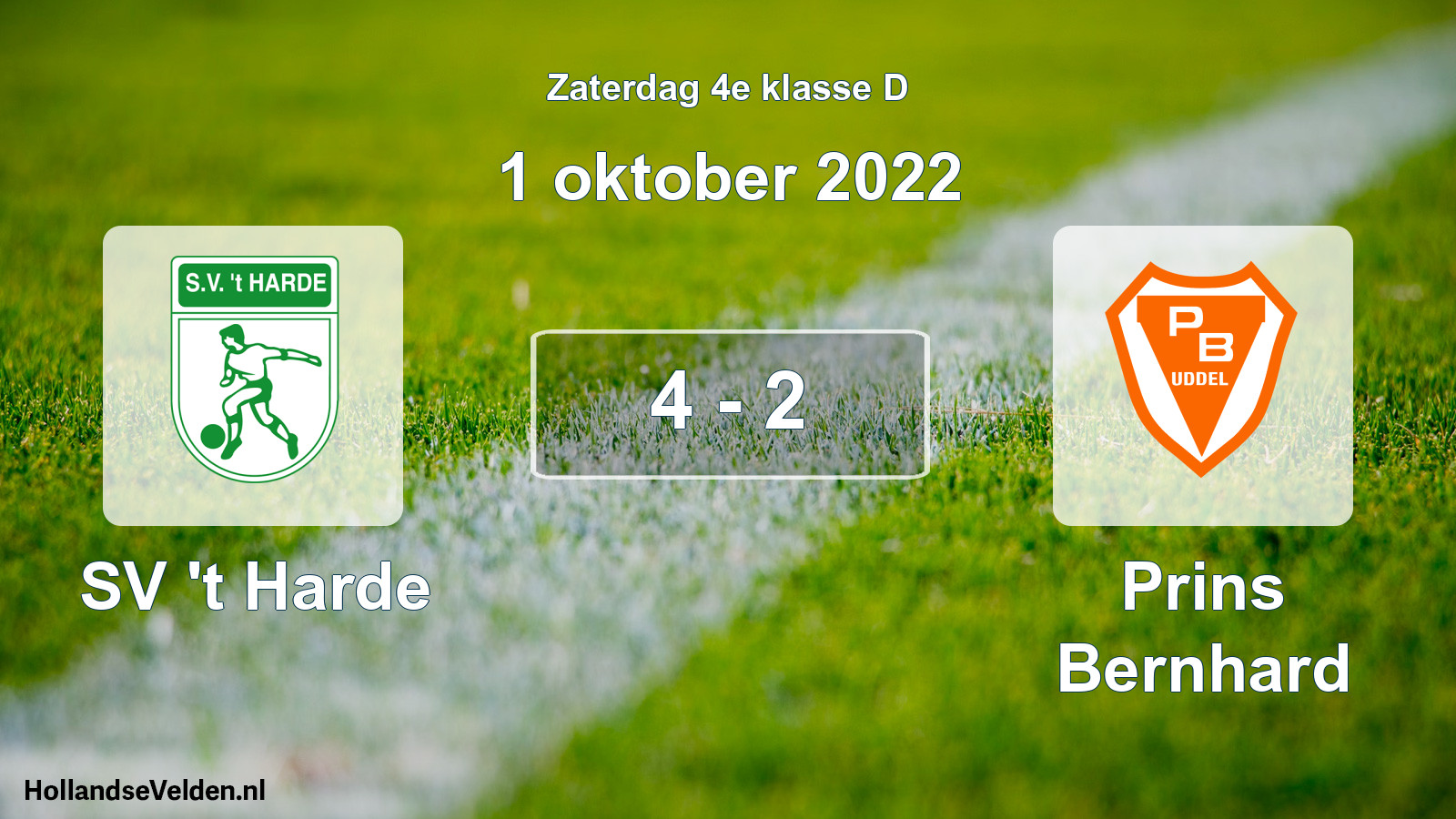 Total number of matches played: SV 't Harde - Prins Bernhard 4 - 2 (1 October 2022)
