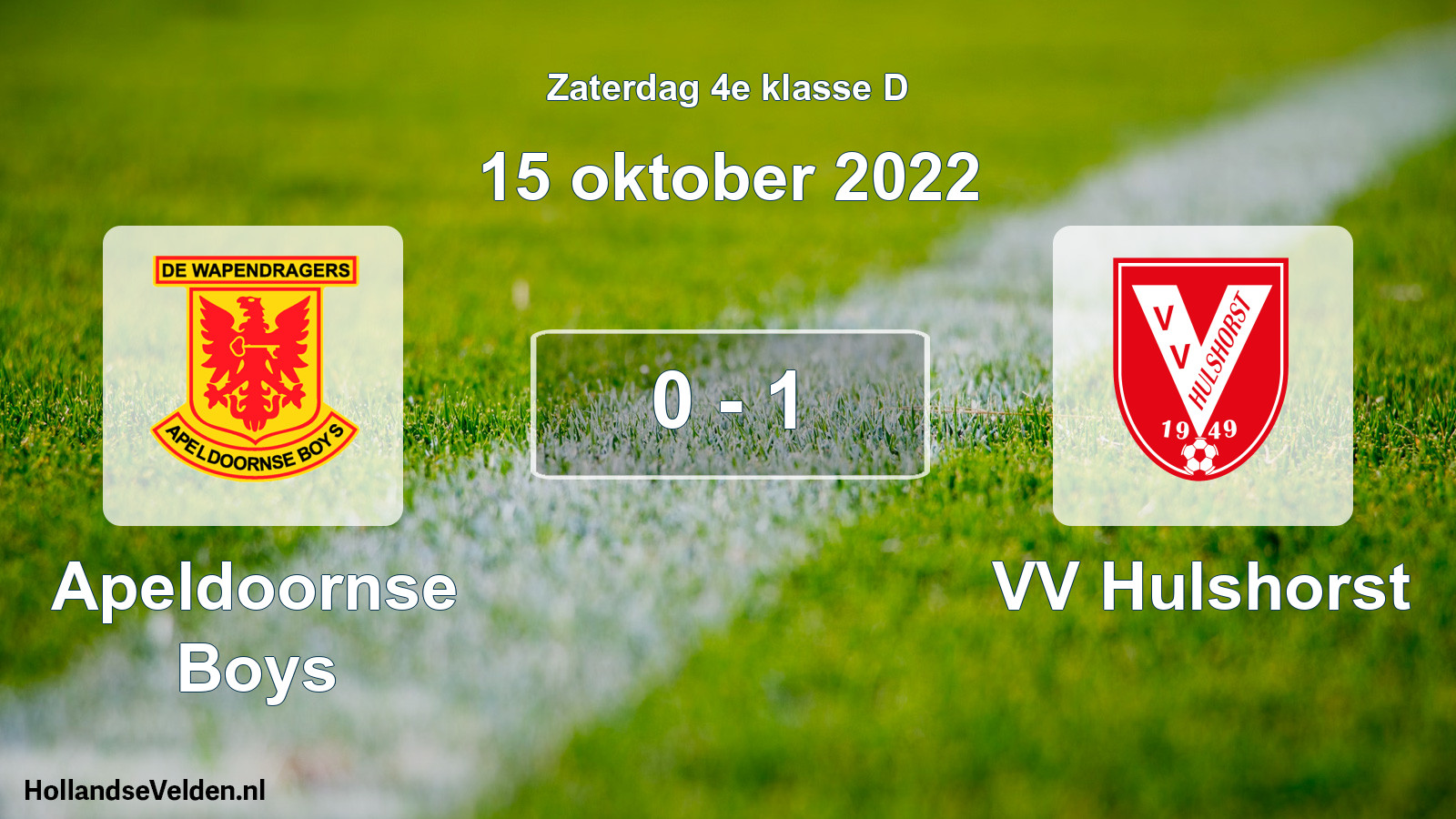 Total number of matches played: Apeldoornse Boys - VV Hulshorst 0 - 1 (15 October 2022)