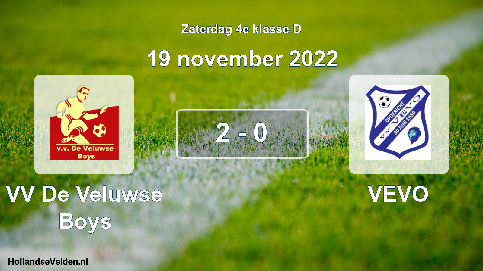 Total number of matches played: VV De Veluwse Boys - VEVO 2 - 0 (19 November 2022)