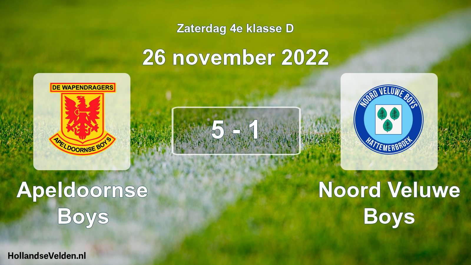 Total number of matches played: Apeldoornse Boys - Noord Veluwe Boys 5 - 1 (26 November 2022)