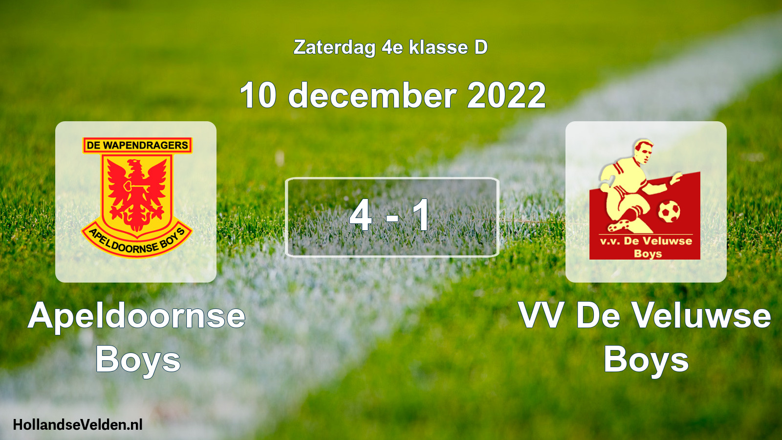 Total number of matches played: Apeldoornse Boys - VV De Veluwse Boys 4 - 1 (10 December 2022)