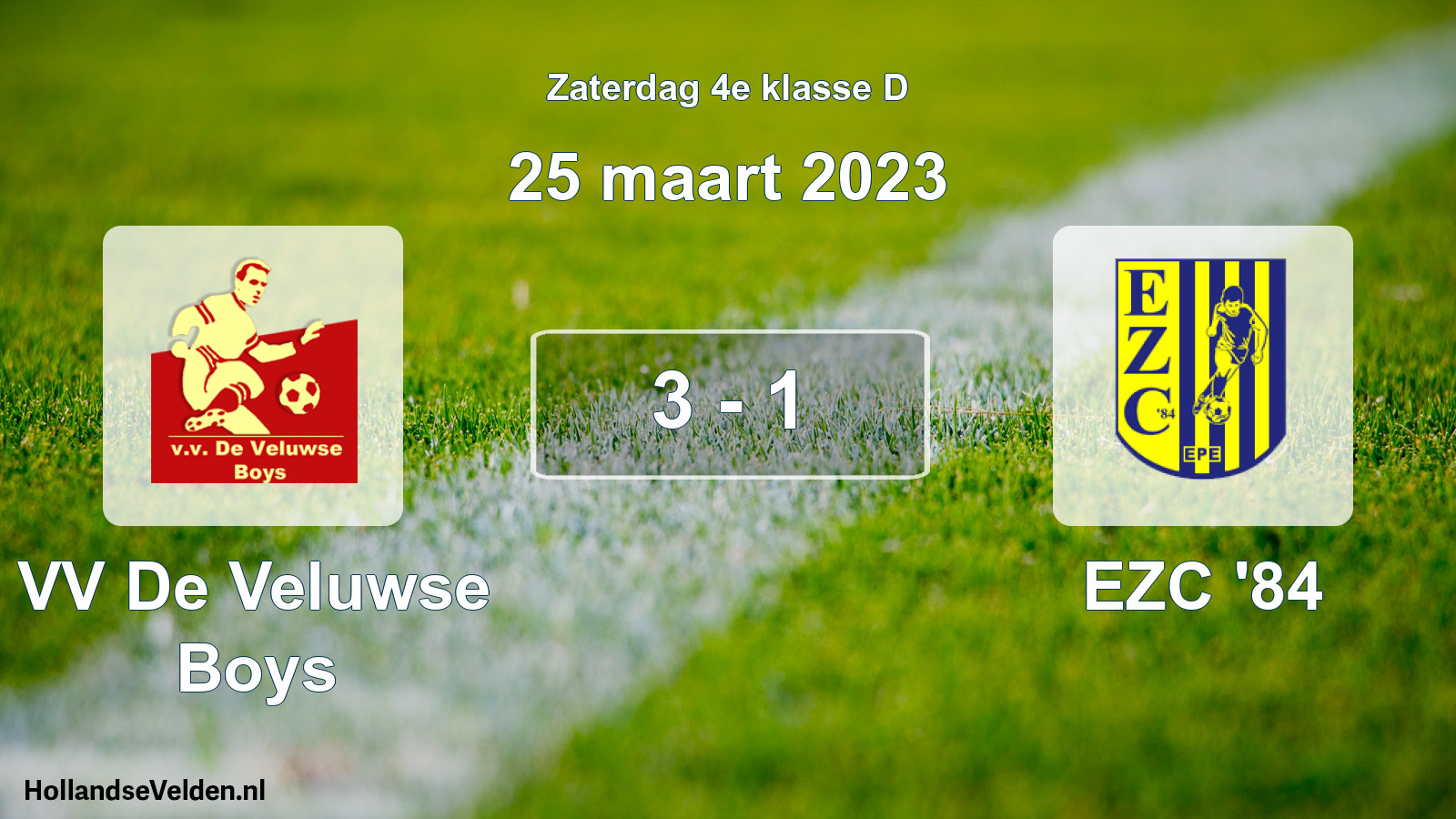Total number of matches played: VV De Veluwse Boys - EZC '84 3 - 1 (25 March 2023)