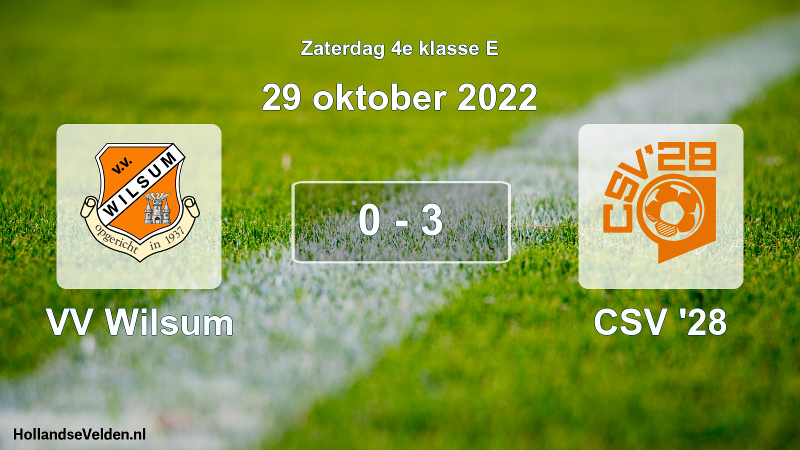Total number of matches played: VV Wilsum - CSV '28 0 - 3 (29 October 2022)