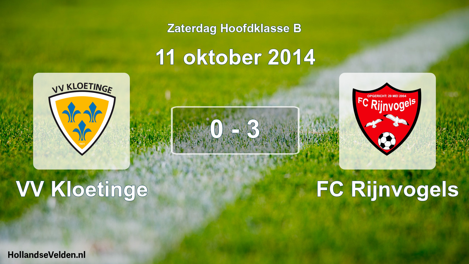 Total number of matches played: VV Kloetinge - FC Rijnvogels 0 - 3 (11 October 2014)