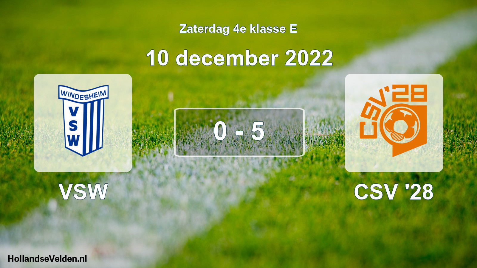 Total number of matches played: VSW - CSV '28 0 - 5 (10 December 2022)